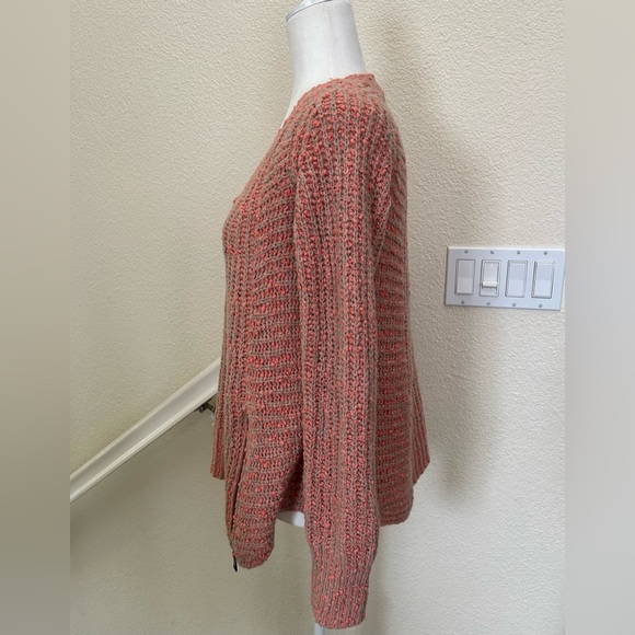 Anthropologie Moth pink Zipped Stitch knitted Pullover Sweater alpaca womens M - Picture 4 of 11